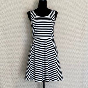 EUC Express Black & White Striped Skater Dress